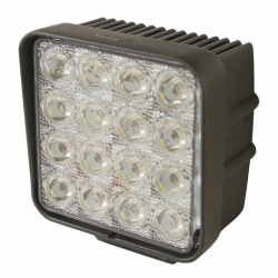 Faro lavoro a LED quadrato 110x110 mm, 10-30V, 48W, 3200LM, 16 LED, ampio raggio