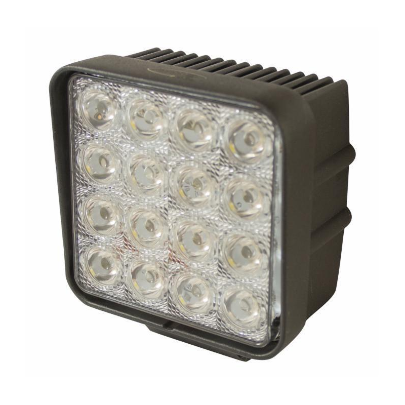 Faro lavoro a LED quadrato 110x110 mm, 10-30V, 48W, 3200LM, 16 LED, ampio raggio