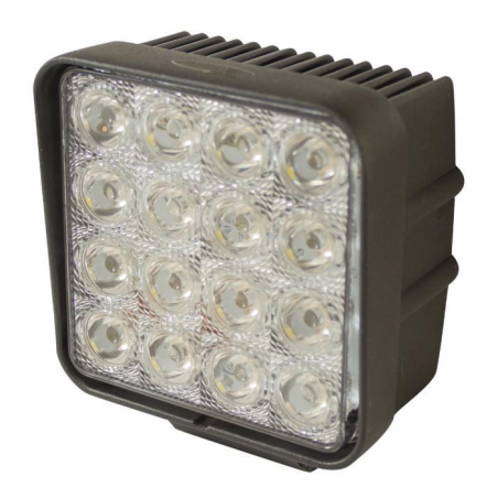Faro lavoro a LED quadrato 110x110 mm, 10-30V, 48W, 3200LM, 16 LED, ampio raggio