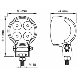 Faro lavoro a LED rotondo Ø 83 mm, 10-24V, 12W, 720LM, 4 LED, ampio raggio