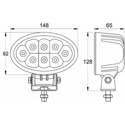 Faro lavoro a LED ovale 148x92 mm, 12-28V, 24W, 1800LM, 8 LED, lungo raggio