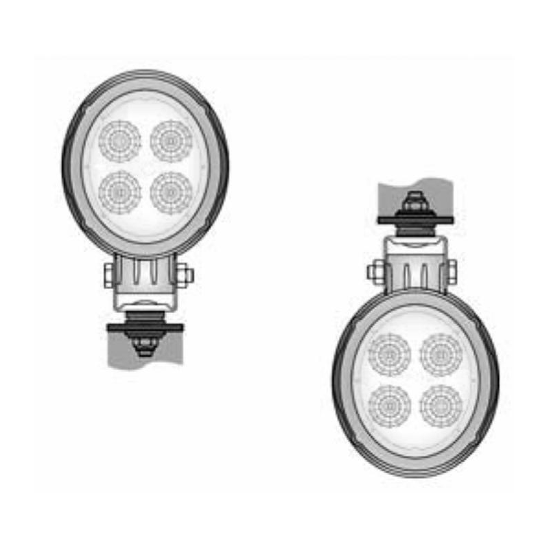 Faro lavoro a LED ovale,  12-24V, 18W, 1500LM, 4 LED, ampio raggio