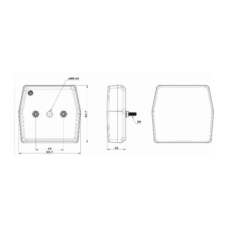 Fanale posteriore LED sx 12V, 99,7x30x92,7 mm