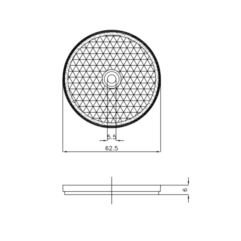 Catarifrangente bianco Ø 60 mm con foro