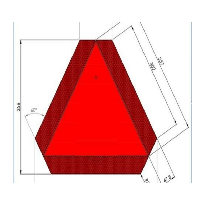 Triangolo di segnalazione in alluminio per veicoli lenti, 365×365 mm, omologazione europea