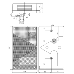 Fanale posteriore alogeno sx 237x53x138 mm