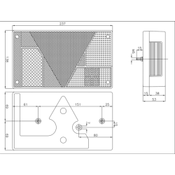 Fanale posteriore alogeno dx 237x53x138 mm