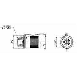 Spina 3 poli 12-24V in plastica