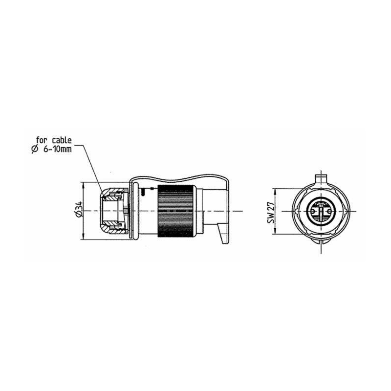 Spina 3 poli 12-24V in plastica