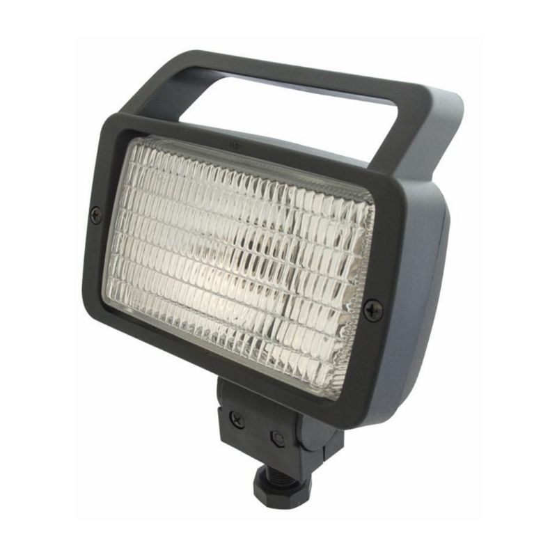 Faro lavoro alogeno rettangolare 156x85x92 mm con interruttore ON/OFF e maniglia