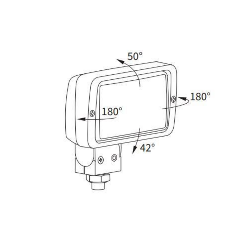 Faro lavoro alogeno rettangolare 156x85x92 mm con interruttore ON/OFF e maniglia