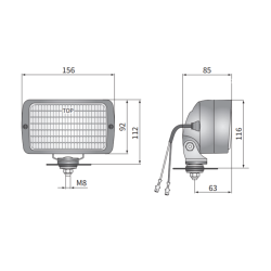 Faro lavoro alogeno rettangolare 156x85x116 mm