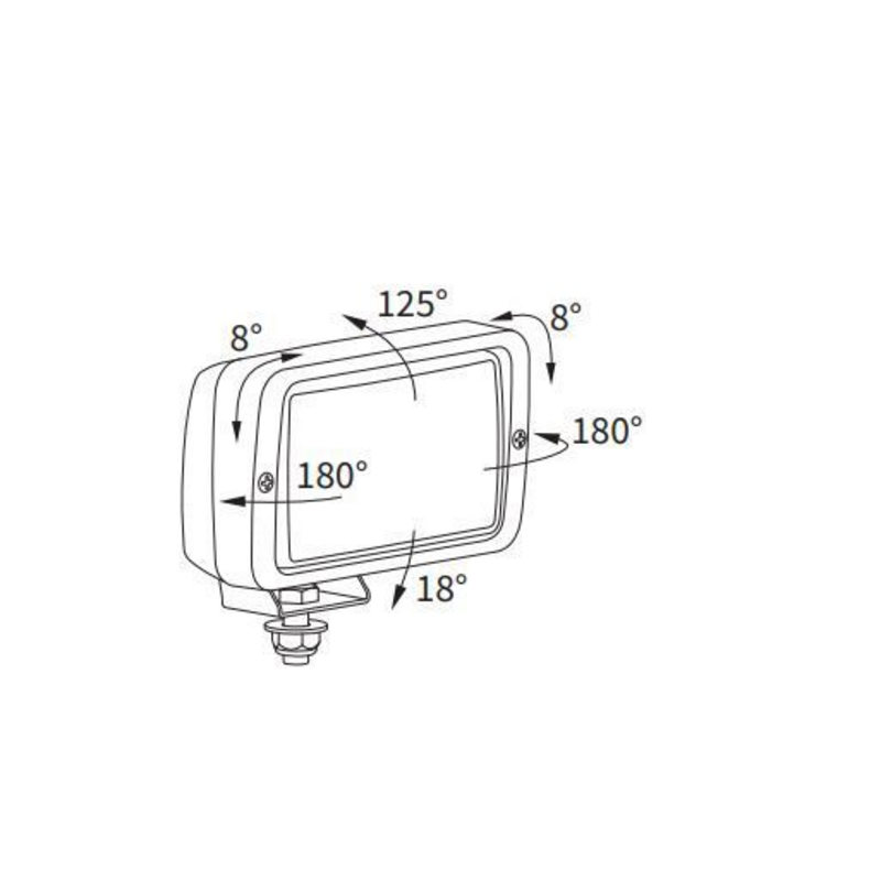 Faro lavoro alogeno rettangolare 156x85x116 mm