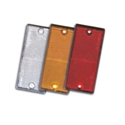 Catarifrangente rosso 107×51 mm con 2 fori Ø 4 mm di fissaggio