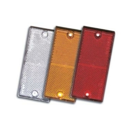 Catarifrangente rosso 107×51 mm con 2 fori Ø 4 mm di fissaggio