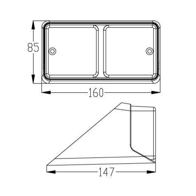 Fanale posteriore alogeno dx 160x147x85 mm