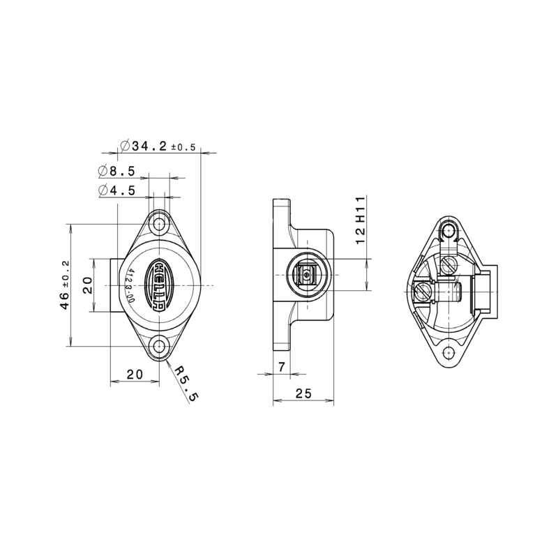 Presa bipolare 12-24V in plastica