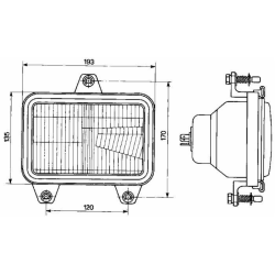 PROIETTORE ASIMMETRICO 3 ATTACCHI 193X170MM