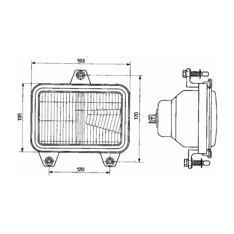 PROIETTORE ASIMMETRICO 3 ATTACCHI 193X170MM