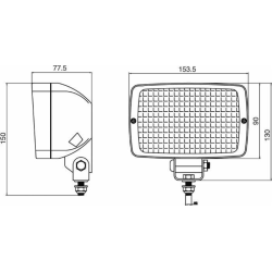Faro lavoro HELLA alogeno rettangolare 154x128 mm