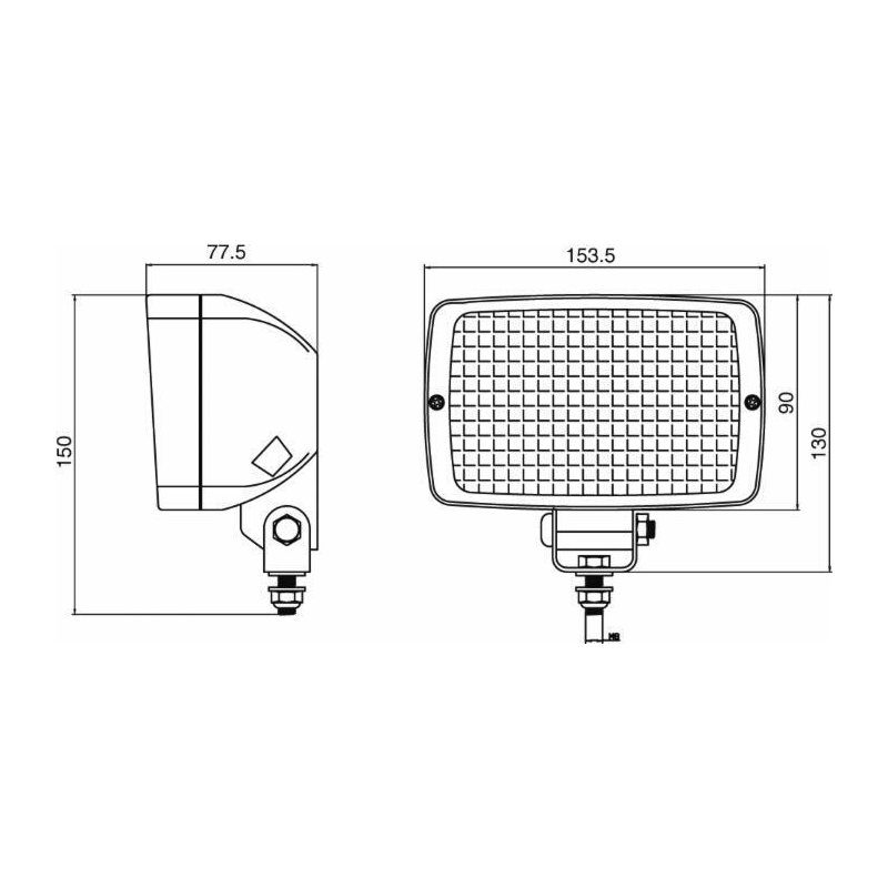 Faro lavoro HELLA alogeno rettangolare 154x128 mm