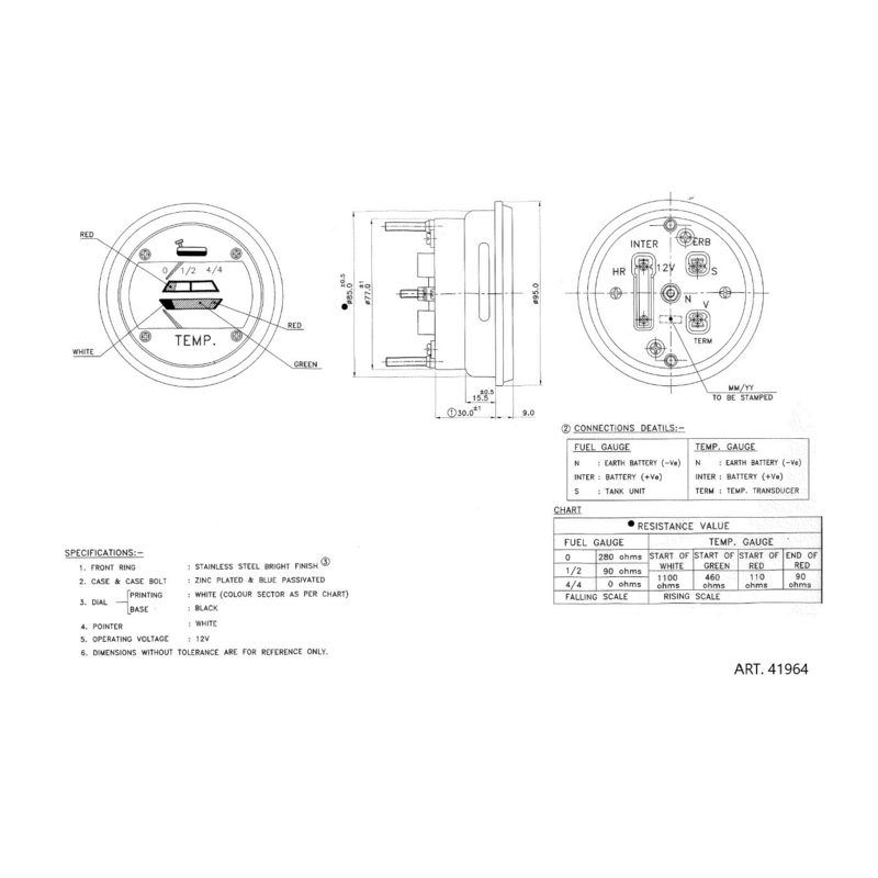 INDICATORE DI TEMPERATURA ADATTABILE A RIF. ORIG. 4334917