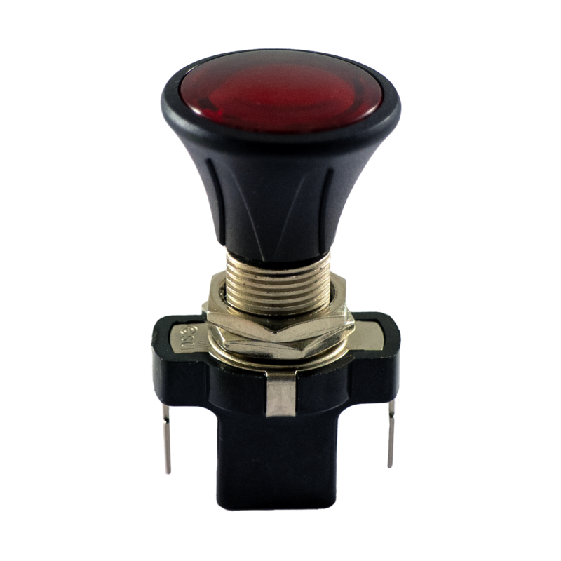 Interruttore a tiretto 12V, con cappuccio rosso e illuminazione a LED