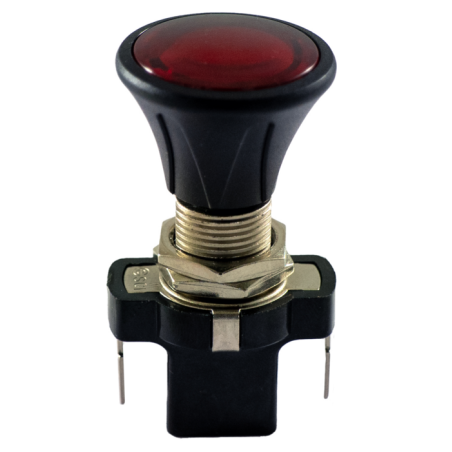 Interruttore a tiretto 12V, con cappuccio rosso e illuminazione a LED