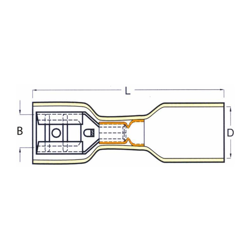 TERMINALE FEMMINA TOTALMENTE ISOLATO BLU 6,4X0,8 MM