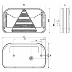 Fanale posteriore LED sx 12-36V, 240x55x140 mm