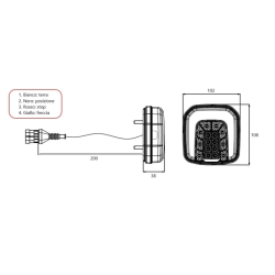 Fanale posteriore LED dx 12-24V, 108x38x102 mm