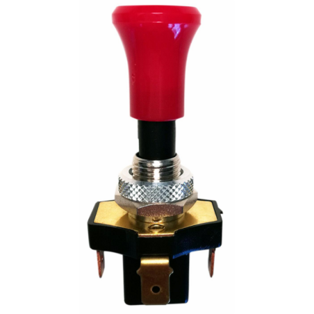 Interruttore a tiretto con ritorno e pomolo rosso luminoso 12 V