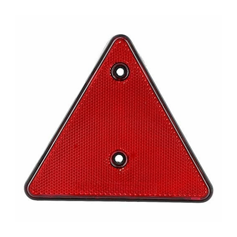 Catarifrangente triangolare rosso 154×136 mm con fori di fissaggio