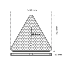 Catarifrangente triangolare rosso 154×136 mm con fori di fissaggio