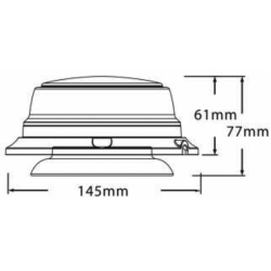 Lampeggiante a led base magnetica 12-24V, IP66, 8 LED, 12W