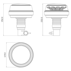 Lampeggiante a led base flessibile 12-24V, IP66, 8 LED, 12W