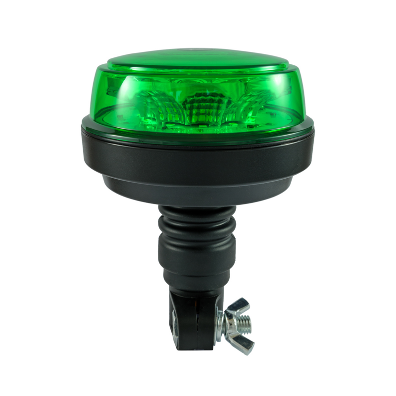 Lampeggiante con calotta e led verde, base flessibile 12-24V, IP66, 8 LED, 12W