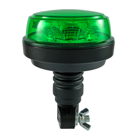 Lampeggiante con calotta e led verde, base flessibile 12-24V, IP66, 8 LED, 12W