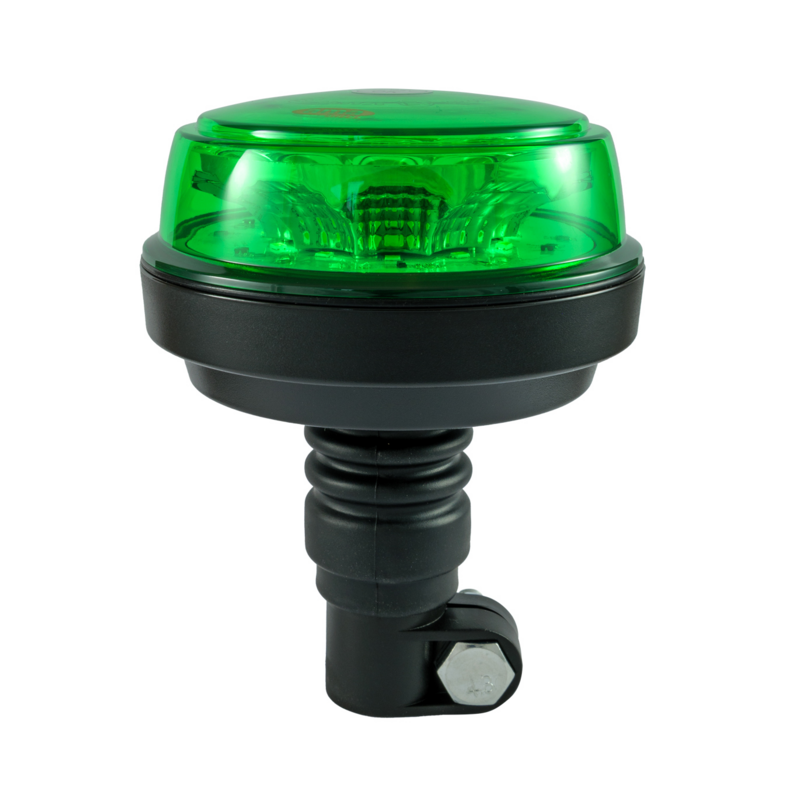 Lampeggiante con calotta e led verde, base flessibile 12-24V, IP66, 8 LED, 12W