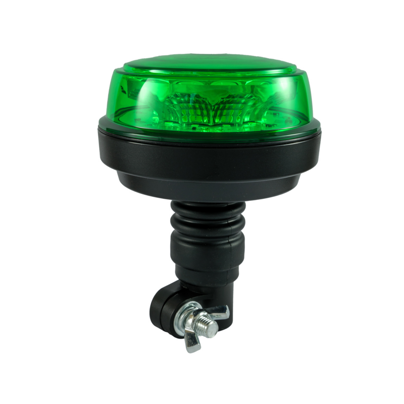 Lampeggiante con calotta e led verde, base flessibile 12-24V, IP66, 8 LED, 12W