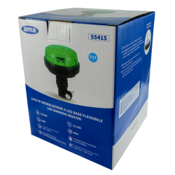 Lampeggiante con calotta e led verde, base flessibile 12-24V, IP66, 8 LED, 12W