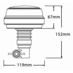 Lampeggiante con calotta e led verde, base flessibile 12-24V, IP66, 8 LED, 12W