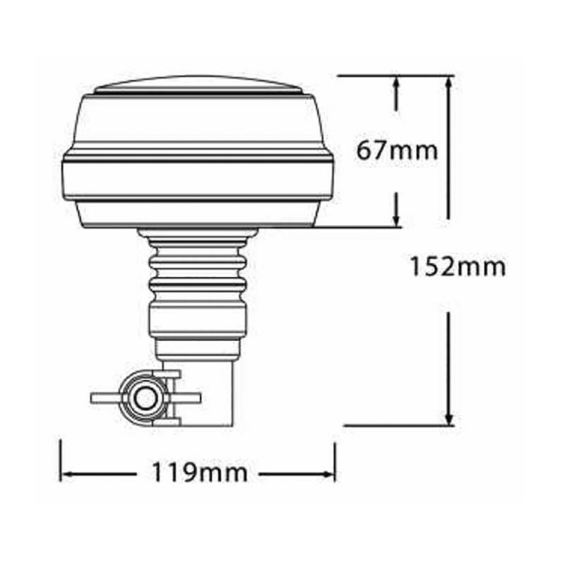 Lampeggiante con calotta e led verde, base flessibile 12-24V, IP66, 8 LED, 12W