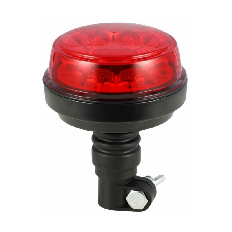 Lampeggiante con calotta e led rosso, base flessibile 12-24V, IP66, 8 LED, 12W