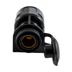 Presa bipolare 12V in plastica, con due fori di fissaggio.