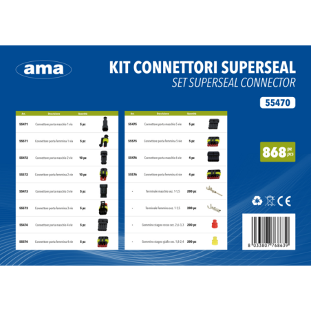 Kit assortimento connettori SUPERSEAL (868 pz)