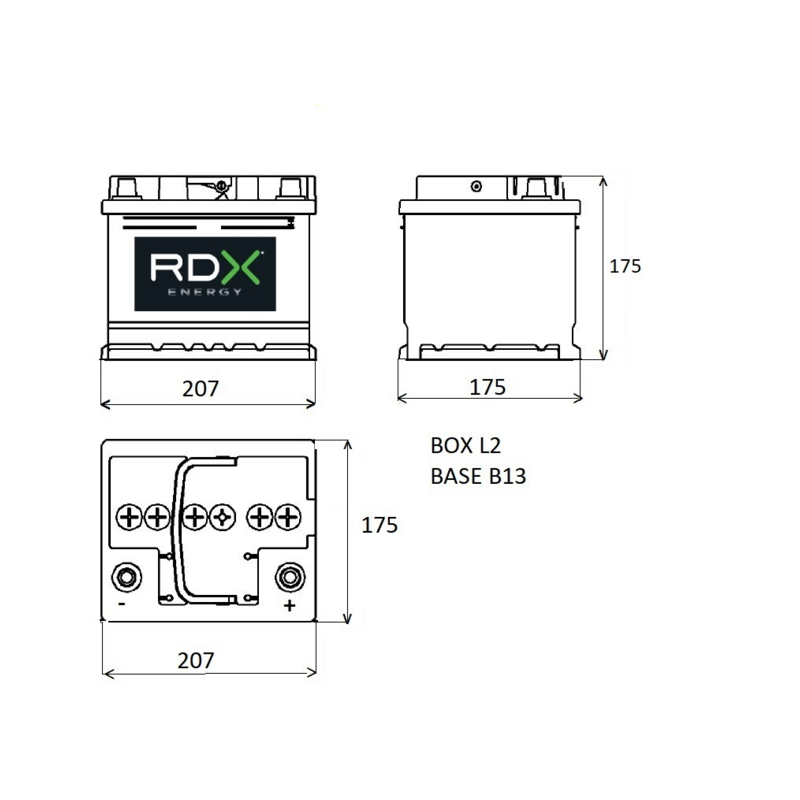 BATTERIA 12V 55AH 480A 242X175X190MM DX