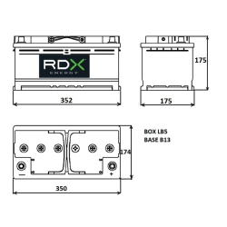 BATTERIA 12V 90AH 810A 352X175X175 MM DX