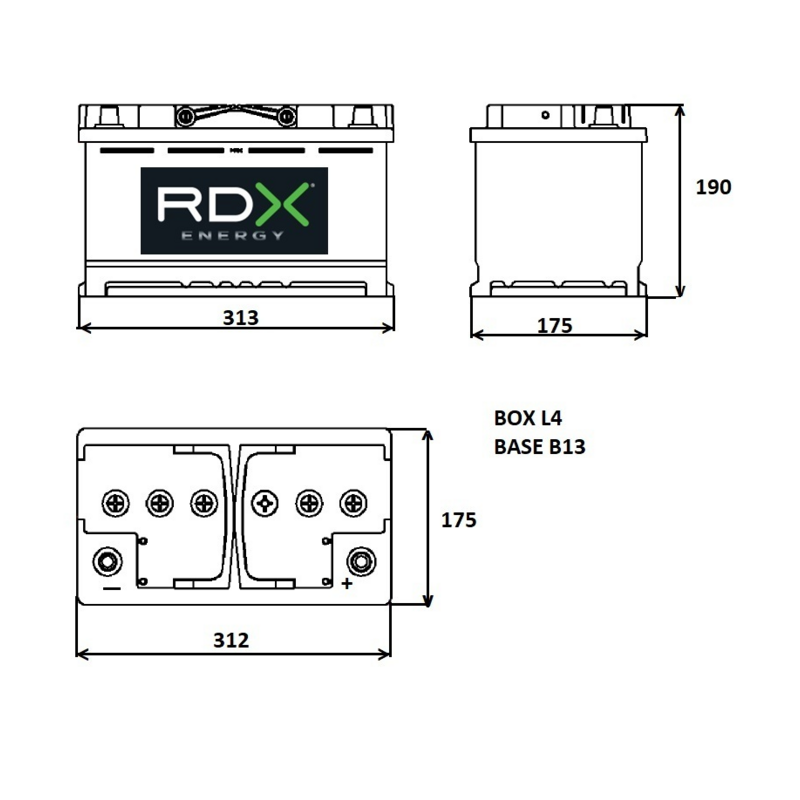 BATTERIA 12V 92AH 850A 313X175X190 MM DX