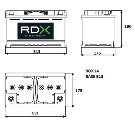 BATTERIA 12V 92AH 850A 313X175X190 MM DX